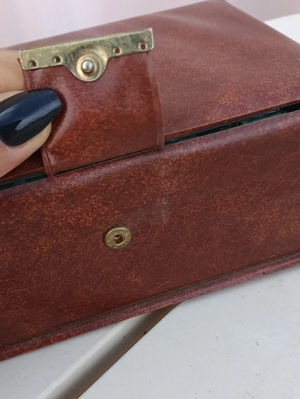 Vintage Cassette Library Decorative Storage Box - Brown Faux Leather
